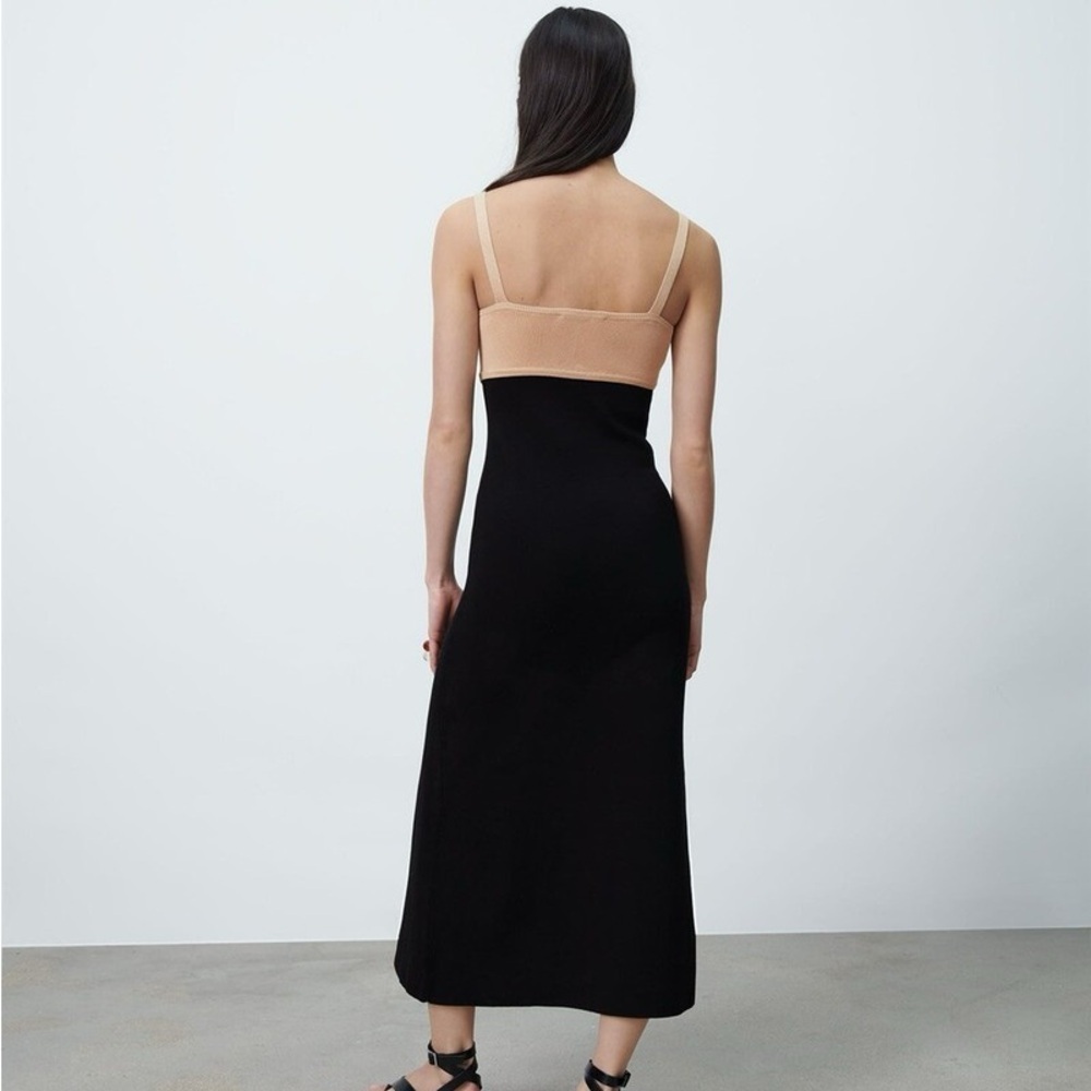 NWT Sweet Lemon Two-Tone Black Nude Bustier Slip Dress Sz M - Picture 3 of 10